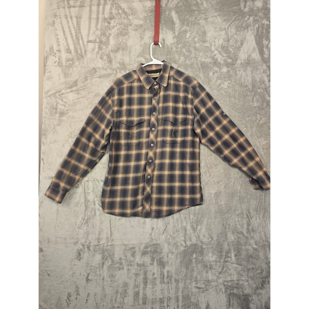 BLUESUR+ Men's Plaid Long Sleeve Button Up Shirt Size Medium